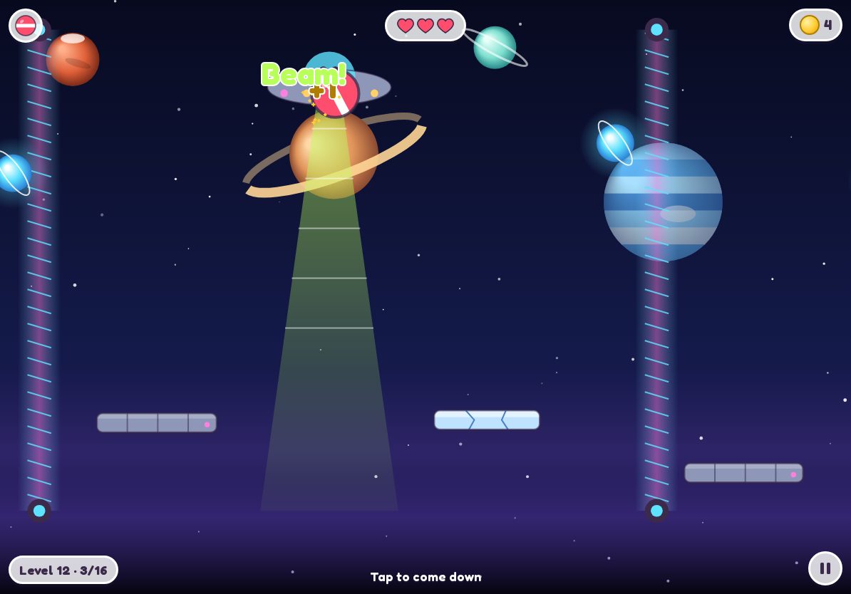 Outer Space: space station panels, planets and a starfield